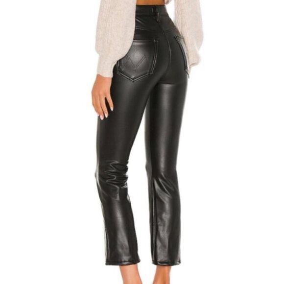 Mother The Insider Ankle Black Faux Leather Cropped Pants Modern NWT - Picture 4 of 16